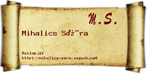 Mihalics Sára névjegykártya