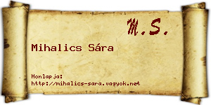 Mihalics Sára névjegykártya